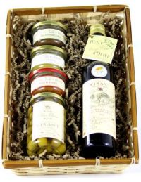 Coffret cadeau dans un panier en bambou