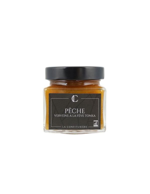 Confiture Bio Pêche Verveine à la Fève Tonka - La Confiturière