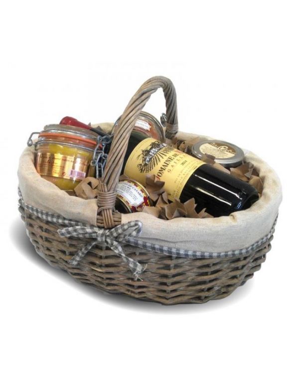 Panier dégustation Foie Gras dans un panier en osier