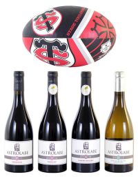 Coffret Cadeau 4 Bouteilles de vin + 1 Ballon de rugby