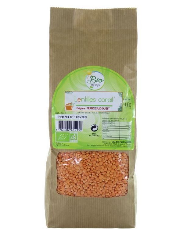 Lentilles Corail Bio - Bio Pays Landais