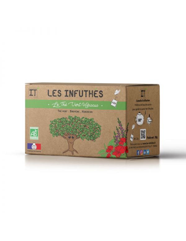 Thé Vert Hibiscus - Boîte de 20 Sachets - Les Infuthés