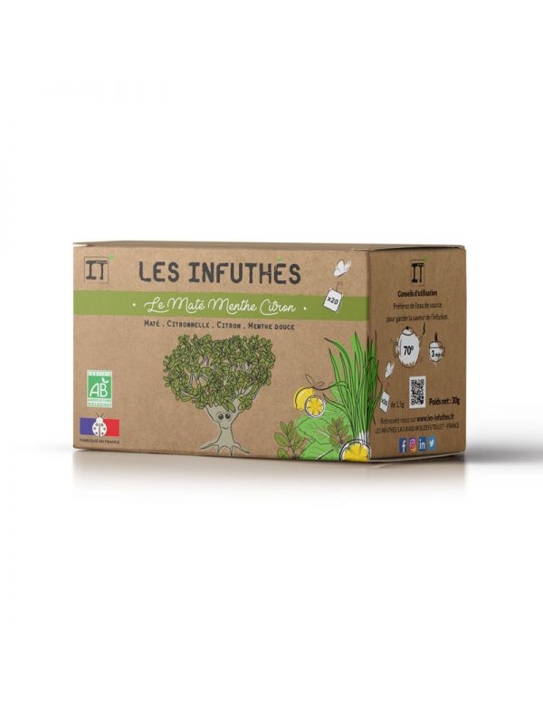 Maté BIO Menthe Citron - Boîte de 20 Sachets - Les Infuthés