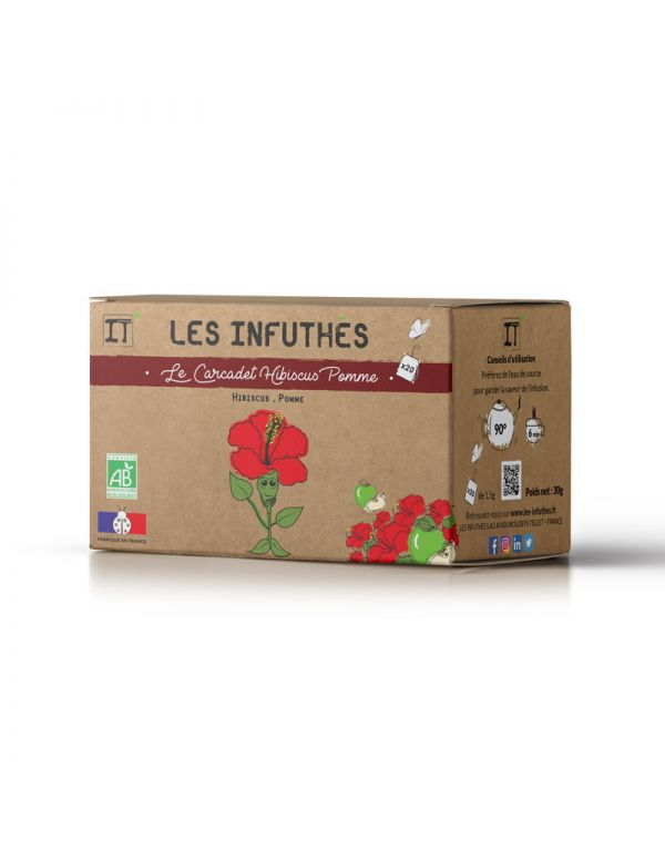 Carcadet Hibiscus Pomme Bio - Boîte de 20 Sachets - Les Infuthés