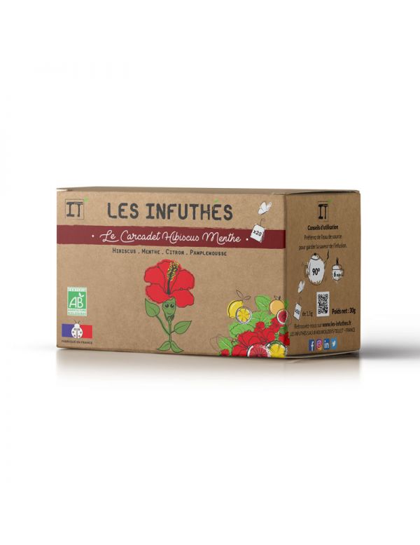 Carcadet Hibiscus Menthe Bio - Boîte de 20 Sachets - Les Infuthés