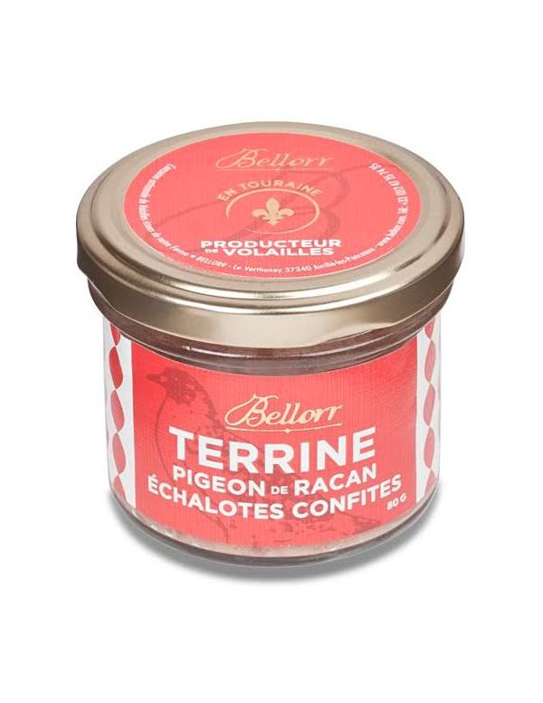 Terrine Pigeon de Racan échalotes confites
