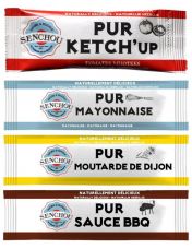 Dosettes individuelles : mayo, ketchup, moutarde & sauce BBQ