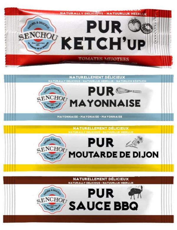 Dosettes individuelles : mayo, ketchup, moutarde & sauce BBQ - Senchou