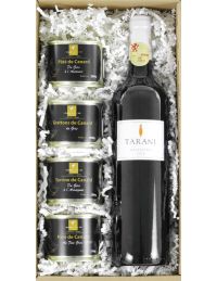 Coffret terrine et vin ouvert