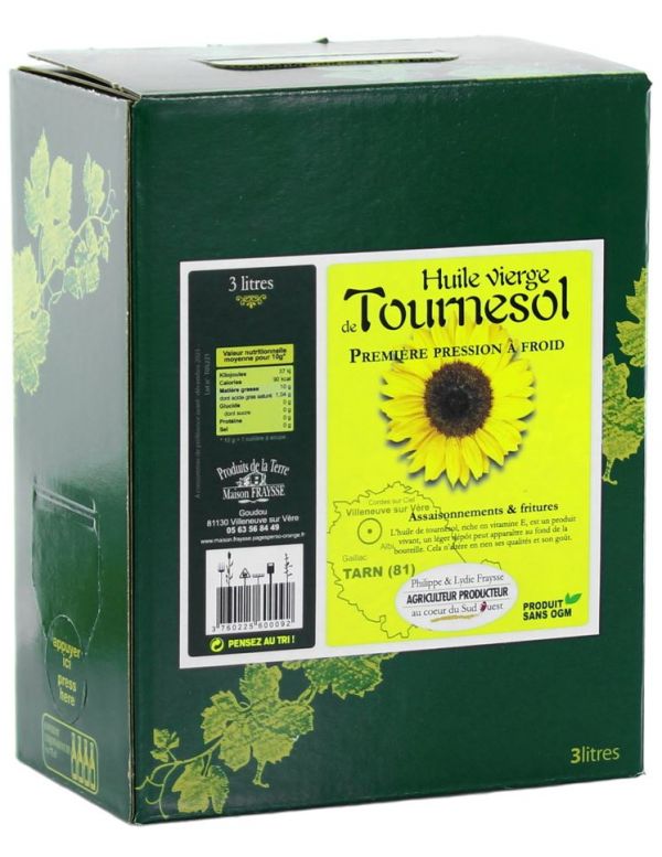 Bib huile de tournesol vierge première pression à froid jemangefrancais.com