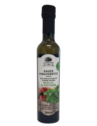 Sauce Vinaigrette Huile d'olive basilic vinaigre pulpe de poivron ail et 5 baies