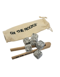 glaçon en granit et pince en bois