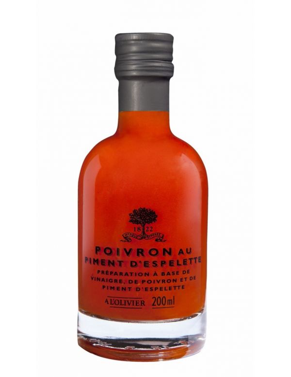 Vinaigre à la pulpe de Poivron et au piment d'Espelette, bouteille de 200 ml